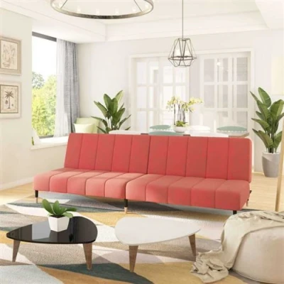 Image de vidaXL Canapé lit à 2 places rose velours375878