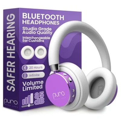 Afbeelding van Puro Sound Labs BT2200 Plus Bluetooth hoofdtelefoon voor kinderen met beperkt volume, veiligere kinderen, audiokwaliteit in studiokwaliteit en geluidsisolatie (paars)