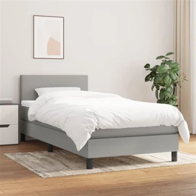 Afbeelding van vidaXL Boxspring met matras stof lichtgrijs 90x190 cm