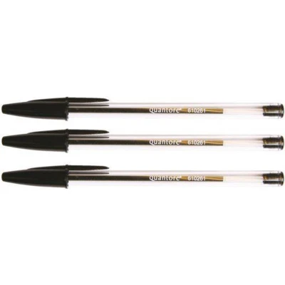Afbeelding van 50x Quantore balpen met dop zwart medium