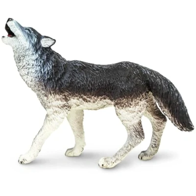 Afbeelding van Safari Speeldier Wolf Junior 9,5 X 7 Cm Zwart/grijs