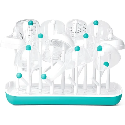 Afbeelding van Droogrek babyflessen, afdruiprek voor zuigers, bekers en babyflessen accessoires, BPA vrij (blauw &amp; wit)