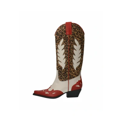 Afbeelding van Sacha Dames Leopard cowboylaarzen met rode details Maat 38