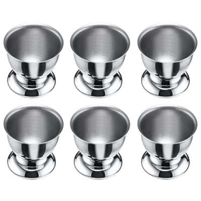 Afbeelding van Westmark 207422E3 Set van 6 eierdopjes met voet, stapelbaar, Ø 5 cm, roestvrij staal, zilver