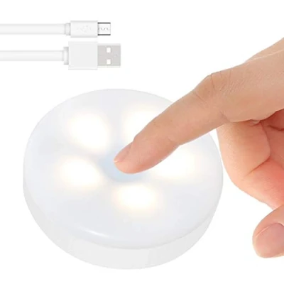 Afbeelding van RTSU Mini touch licht, oplaadbaar, werkt op batterijen, kastverlichting, magnetisch, led nachtlampje, om overal te plakken, draadloos onder dimbaar, drukknoplamp