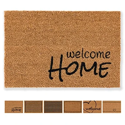 Afbeelding van Carpido Welcome Home Design Kokosdeurmat, 40 x 60 cm, binnenmat, kokosmat, antibacterieel, natuurlijk materiaal