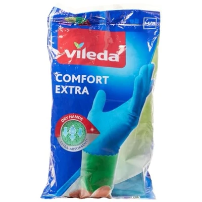 Afbeelding van Vileda Comfort &amp; Care rubberen handschoenen met kamille lotion maat M