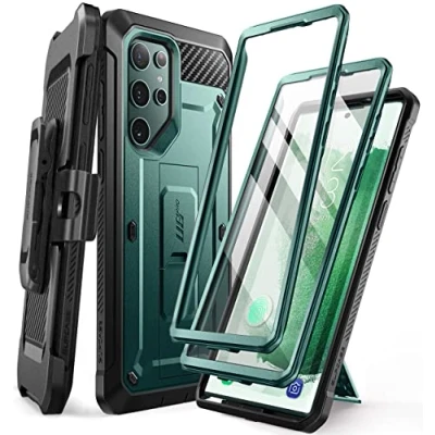 Afbeelding van Supcase Backcase hoesje Geschikt Voor Samsung Galaxy S22 Ultra Met en zonder screen protector Groen