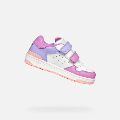 Afbeelding van Geox Washiba GIRL Sneakers laag voor kinderen, Maat: 27, White/cyclamen Imitatieleer/ textiel