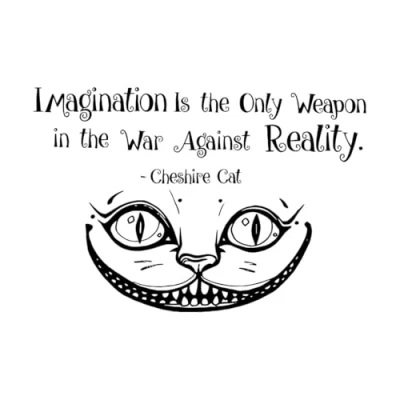 Afbeelding van Muursticker Alice in Wonderland met citaat Imagination is The Only Vinyl kinderkamer S 42 x 63 cm zwart