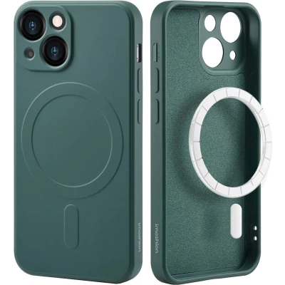 Afbeelding van iMoshion Hoesje Geschikt voor iPhone 13 Mini Siliconen Color Backcover MagSafe Donkergroen