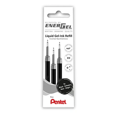 Afbeelding van Pentel LRN5 3A Navullingen voor EnerGel pennen, 0,5 bal = 0,25 mm lijndikte, naaldpunt, zwart, 3 stuks
