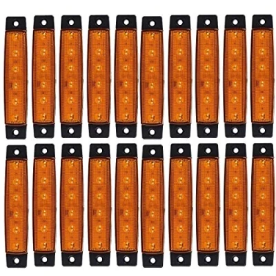 Afbeelding van KYYET Led zijmarkeringslichten, 6 leds, 2835 SMD, vrijgaveverlichting voor vrachtwagen, aanhanger, camper, pick up, tractor, SUV, boot, 12 V, DC schokbestendig (20 stuks amber)