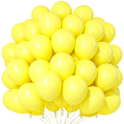 Afbeelding van Teselife 100 stuks gele latexballonnen voor vrouwen, meisjes, verjaardag, verloving, trouwdag, zonnebloem, bij, popcorn, citroenthema, feestdecoratie