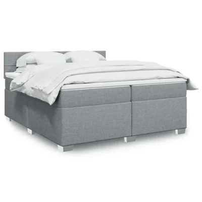 Image de vidaXL Sommier à lattes de lit avec matelas Gris clair 200x200cm Tissu