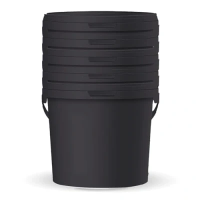 Afbeelding van POSH emmer met deksel, van voedselveilig kunststof, lekvrij, geurloos, robuust, stabiel en luchtdicht, handvat, 5,5 liter, zwart