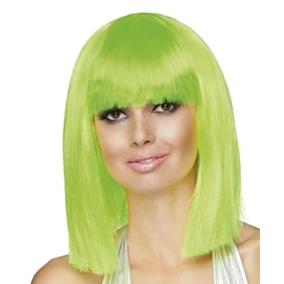 Afbeelding van Boland Pruik Dance neon groen Groen,Neon Steil Halflang Vrouwen 80&#039;s &amp; 90&#039;s
