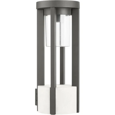 Afbeelding van Lucande Wandlamp buiten 1licht aluminium, kunststof H: 42 cm E27 donkergrijs (RAL 840 M), helder