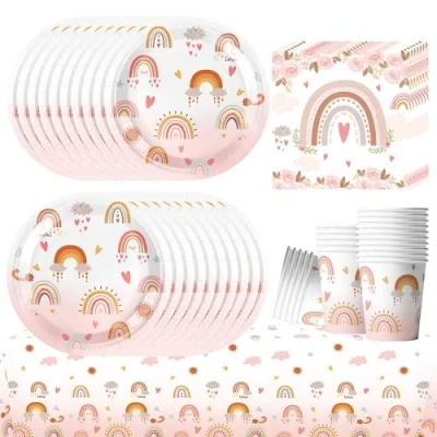 Afbeelding van Doyomtoy Feestservies voor 20 gasten Tafelkleden, borden, kopjes, servetten verjaardagsfeestaccessoires