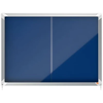 Image de NOBO vitrine, porte coulissante, fond en textile, 8 x A4