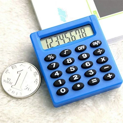 Afbeelding van Powertool Kleine draagbare rekenmachine voor school, kinderen, huis, kantoor, verpleegkundigen, zonne energie, batterij, 8 cijferig display, blauw