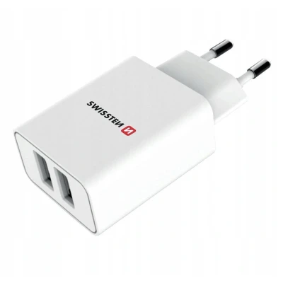 Afbeelding van Swissten USB Oplader met 2 Poorten 10W Wit