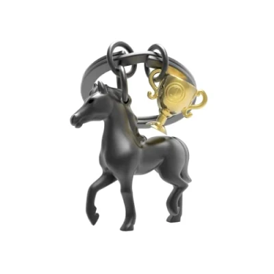 Image de Metalmorphose Porte clés alliage de zinc horse and trophee balle mate, or, noir
