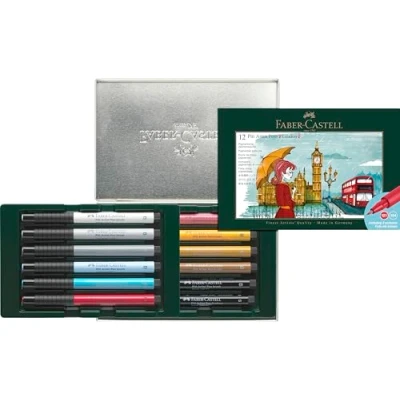Afbeelding van Tekenstift Faber Castell Pitt Artist Pen Brush set 12 stuks London