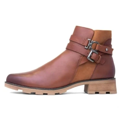 Afbeelding van CAPRICE 9 25429 41, platte enkellaarzen met veters voor dames, Cognac Comb