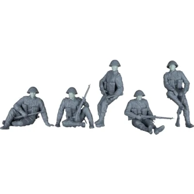 Afbeelding van 1:35 MiniArt 35496 Britse Soldaten WWII Tankrijders 5 Figuren met Resin Hoofden Plastic Modelbouwpakket