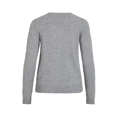 Afbeelding van VILA Viril Vneck Trui, Dames, Maat: XXL, Medium grey melange