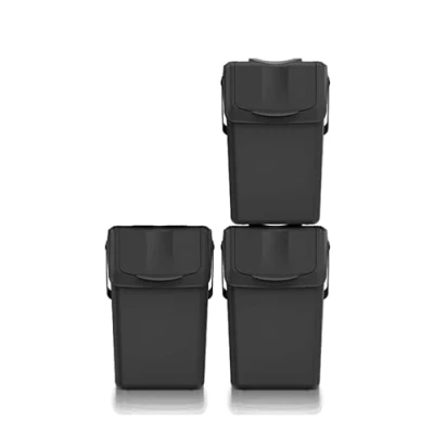 Afbeelding van Prosperplast Keden SORTI BOX Afvalbak / Prullenbak set van 3x25L Zwart