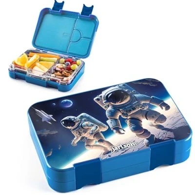 Afbeelding van Jarlson® Toni Lunchbox voor kinderen, met vakken, bento box, lekvrij, snackbox kleuterschool en school, meisjes jongens, (ruimte)