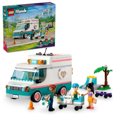 Afbeelding van LEGO Friends Heartlake City 42613 ziekenhuisambulanceset met 3 figuren, cadeau idee voor kinderen, meisjes en jongens vanaf 6 jaar, sociaal emotioneel speelgoed, noodvoertuig