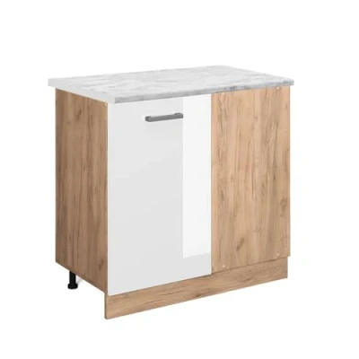 Afbeelding van Vicco Hoekkast R Line, Wit Hoogglans/Krachtige eik goud, 86 cm WB Marmer