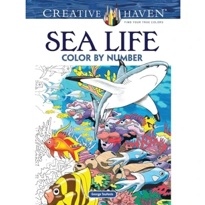 Afbeelding van Creative Haven Sea Life Color by Number Coloring Book