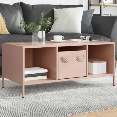 Afbeelding van vidaXL Salontafel 101,5x50x43,5 cm koudgewalst staal roze