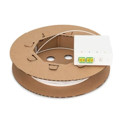 Afbeelding van DIGITUS FTTX installatieset, 70 m, LC APC duplex koppeling, 4 vezels, FTTH behuizing, voorgemonteerd, open kabeluiteinde, opbouw, stekker, wit