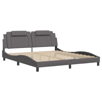 Afbeelding van vidaXL Bedframe met LED verlichting kunstleer grijs 180x200 cm