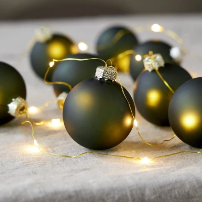 Afbeelding van LED lichtketting Bliss, donkergroen, glas, 8 lamps batterij