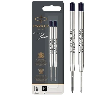 Afbeelding van Parker balpenvullingen medium punt zwarte QUINKflow inkt 2 stuks