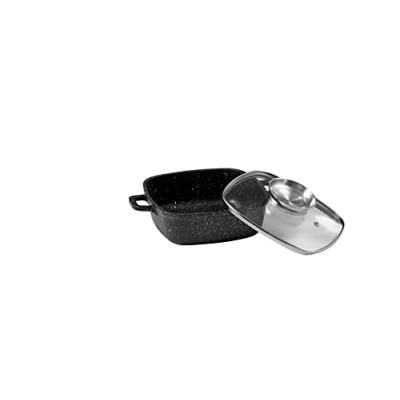 Afbeelding van Pradel Excellence, P4000004 Premium kookpan, vierkant 20 cm met glazen deksel, inhoud 2 l, steenvorm
