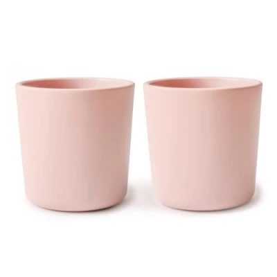 Image de Mushie Tasse de vaisselle pour enfants Ensemble 2 tasses table réutilisables Résistantes au lave et micro ondes Facile à tenir l&#039;enfant Fabriqué Danemark Blush