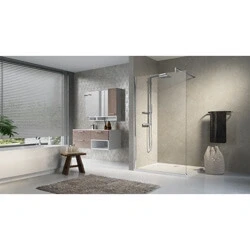 Afbeelding van Novellini Lunes H inloopdouche (met muursteun 100 cm), helder/chroom