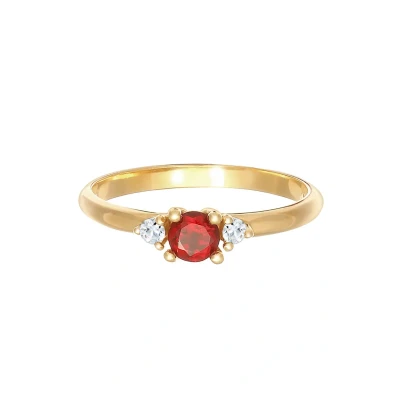 Afbeelding van Elli PREMIUM Ring Dames Classic met Granaat en Topaas Edelsteen in 925 Sterling Zilver Verguld
