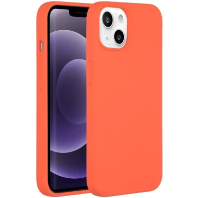 Afbeelding van Accezz Hoesje Geschikt voor iPhone 13 Siliconen Liquid Silicone Backcover oranje
