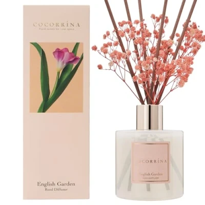 Afbeelding van Cocorrína 200 ml Luchtverfrisser met geurstokjes gedroogde bloemen, Engelse tuin, geurverfrisser voor thuis, aromadiffuser, badkamer decoratie en planken