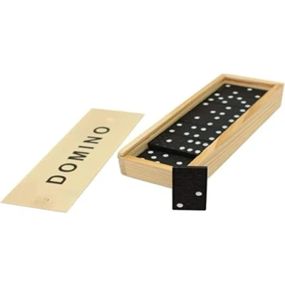 Afbeelding van Domino spel in houten kistje 28 dominostenen