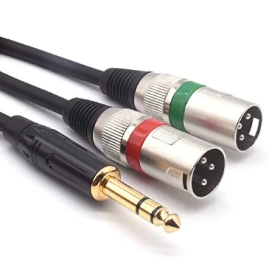 Afbeelding van SiYear 6.35mm (1/4 inch) TRS mannelijke stekker naar 2 dubbele XLR stereo asymmetrische Y splitter patch microfoon kabel (3M)