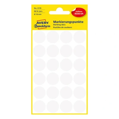 Image de Etiquette Avery Zweckform 3170 rond 18mm blanc 96 pcs